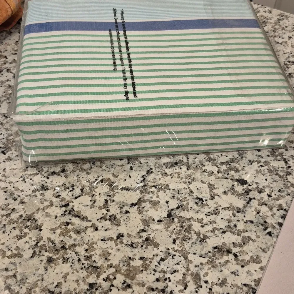 The Company Store Twin Duvet Cover Shoreline Stripe 100 Cotton NEW